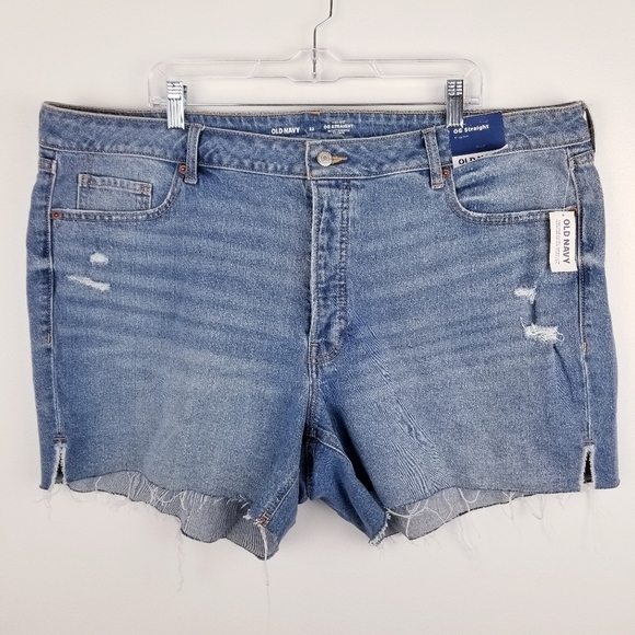 Old Navy #545115 High-Waisted Button-Fly OG Straight Ripped Side-Slit Jean Short - Picture 3 of 13